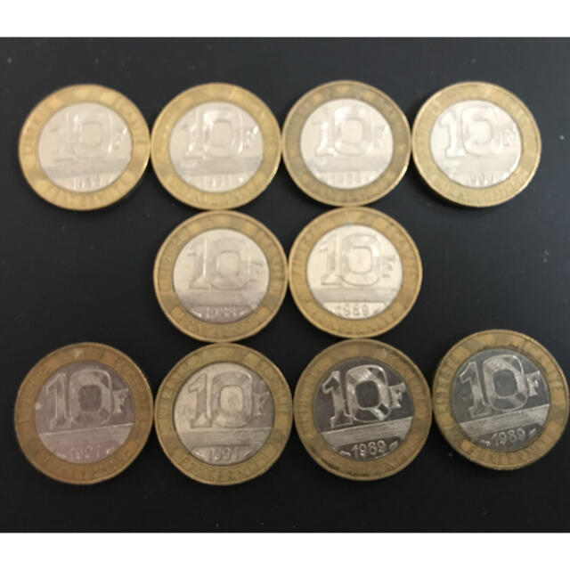 フランスの旧１０フランバイメタルコイン１０枚 エンタメ/ホビーの美術品/アンティーク(貨幣)の商品写真
