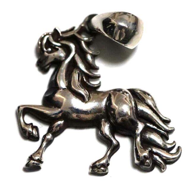 ネックレス シルバー925 馬蹄 シンプル ホースシュー 競馬 競走馬 鬣 メンズのアクセサリー(ネックレス)の商品写真