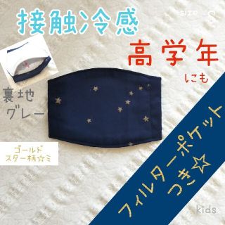 ネイビー 星柄 ⭐ 快適冷感 フィルターポケット インナー マスク 男の子 子供(外出用品)