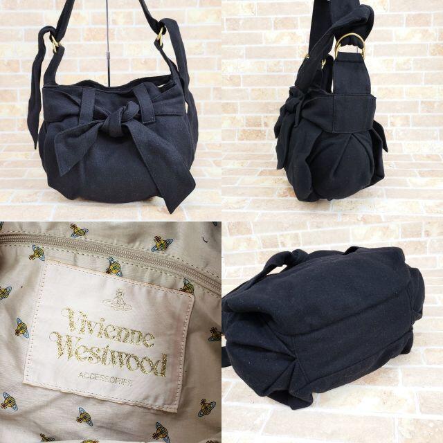 Vivienne Westwood(ヴィヴィアンウエストウッド)のヴィヴィアン ウエストウッド ☆ ウール リボン ショルダーバッグ 黒 レディースのバッグ(ショルダーバッグ)の商品写真