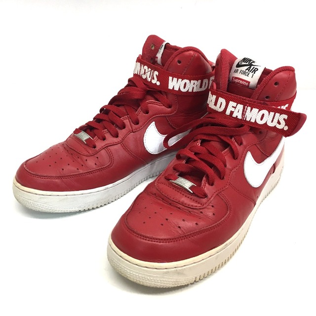 シュプリーム Supreme エアフォース1 ハイカットスニーカー ナイキ×シュプリーム 2014 NIKE × SUPREME AIR FORCE 1 HIGH SUPREME SP スニーカー レザー レッド-くつ幅