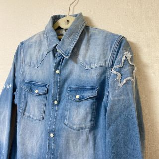 M THANK YOU FRIENDSエム デニムウエスタンシャツ 星柄 メンズ