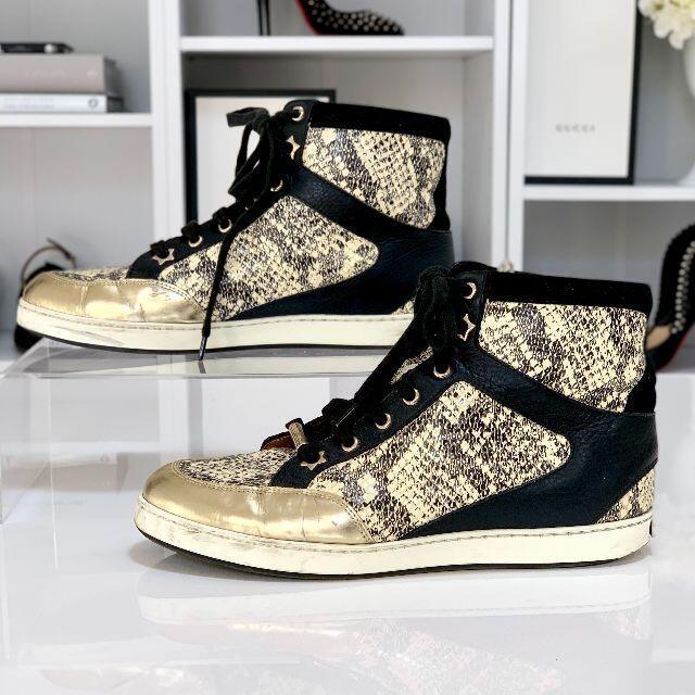 JIMMY CHOO    ジミーチュウ パイソン柄 ハイカットスニーカーの