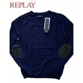 リプレイ(Replay)の新品未使用/REPLAY/ダメージ加工/Vネックニットセーター(ニット/セーター)