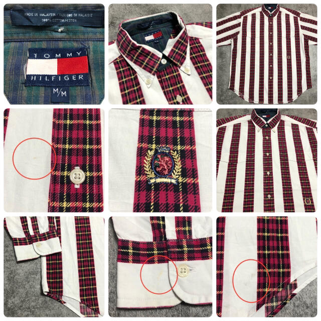 TOMMY HILFIGER(トミーヒルフィガー)のトミーヒルフィガー☆オールド刺繍ダブルポケットチェック柄ストライプシャツ 90s メンズのトップス(シャツ)の商品写真