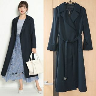 ジャスグリッティー(JUSGLITTY)の★新品タグ付き★ジャスグリッティー★スプリングベルテッドロングコート★ネイビー0(ロングコート)