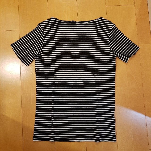 ZARA(ザラ)のボーダー　ボートネック　リブTシャツ レディースのトップス(Tシャツ(半袖/袖なし))の商品写真