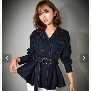 シェリエ/sheller 2wayウールステッチペプラムトップス