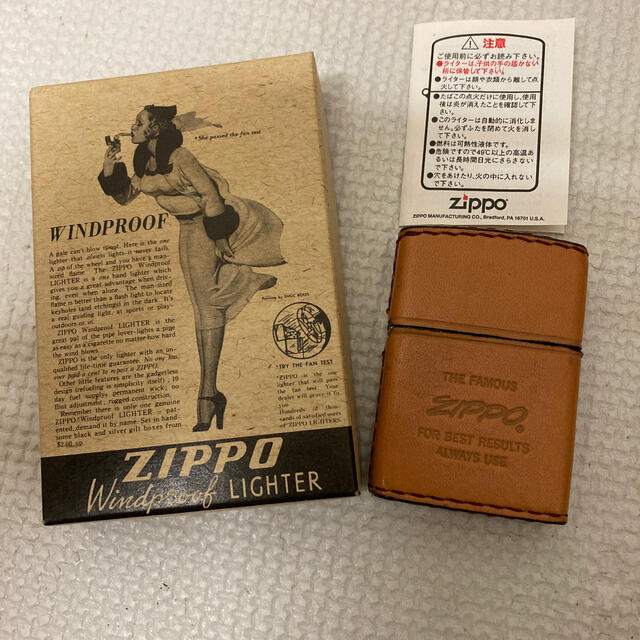 ZIPPO(ジッポー)のzippo オイルライター 皮 キャメルカラー メンズのファッション小物(タバコグッズ)の商品写真