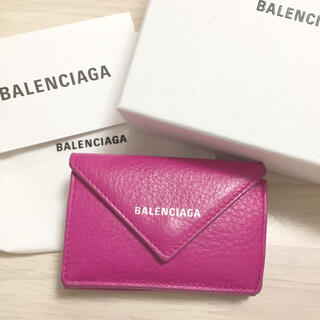 バレンシアガ(Balenciaga)のバレンシアガ　ペーパーミニウォレット　三つ折り財布　ピンク(財布)