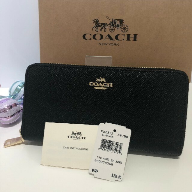 新品COACH コーチ 財布 長財布 ブラック F52372