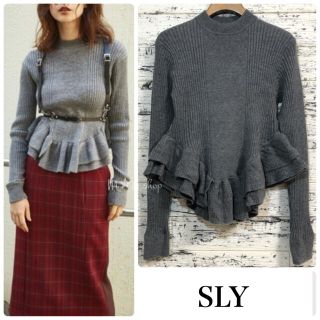 スライ(SLY)のスライ ▷FRILL ダブル HEM ハイゲージトップス　ペプラム　フリル(ニット/セーター)