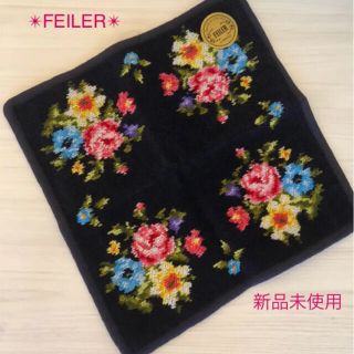 フェイラー(FEILER)の新品未使用✴︎FEILER✴︎ハンカチ シェニール織  ブラック(ハンカチ)