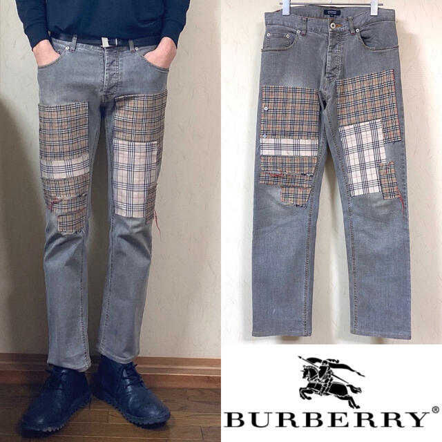 BURBERRY デニム パンツ ノバチェック 再構築 パッチワーク