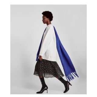 ザラ(ZARA)のZARAアシンメトリードット柄プリーツスカートロングスカート(ロングスカート)