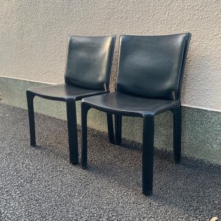 カッシーナ(Cassina)のカッシーナ cab412 2脚セット 本革 黒　①(ダイニングチェア)