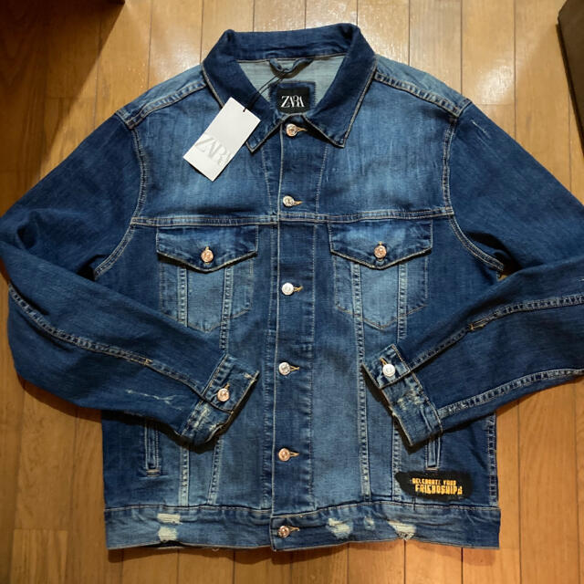 新品 ZARA デニムジャケット L ザラ Gジャン メンズ リメイク ペイント