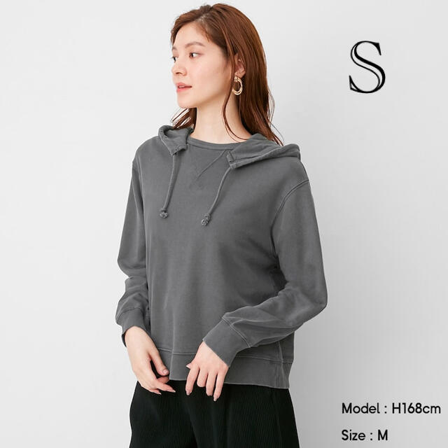 ご注意ください GU/ジーユー ウォッシュドスウェットプルパーカ 長袖 ダークグレー 灰色 S 通販 GU ジーユー スウェットプルパーカ (長袖) ホワイト M