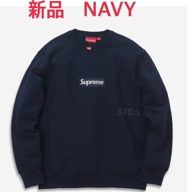 新品　supreme 18aw box logo crewneck navy