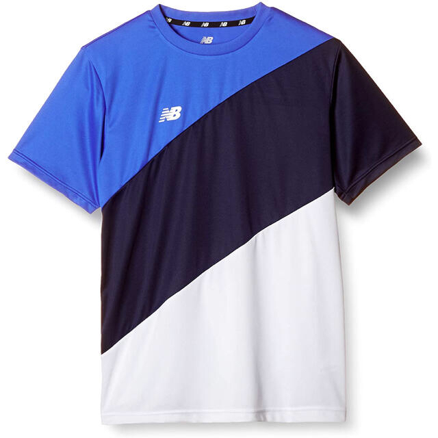new balance ニューバランス 半袖Tシャツ青 カラーブロック メンズM