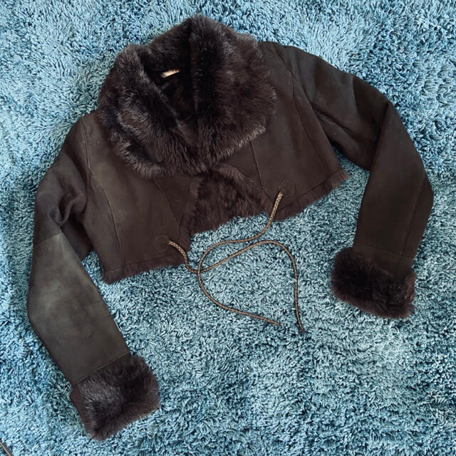ラビットファー バックスキン ショートコート ボレロ レディースのジャケット/アウター(毛皮/ファーコート)の商品写真