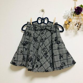 イング(INGNI)のイングINGNI＊ツイード調千鳥格子刺繍フレアスカート　M グレンチェック(ミニスカート)