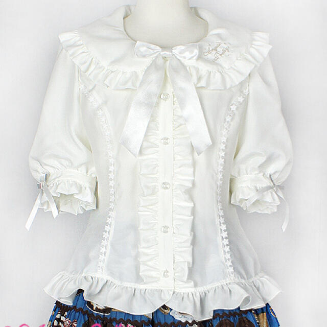 Angelic Pretty(アンジェリックプリティー)の半袖ブラウス 白 レディースのトップス(Tシャツ(半袖/袖なし))の商品写真