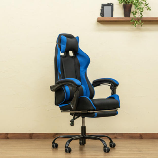フルフラット メッシュ レーシング チェア 【 ブルー 】通気性 フルフラット メッシュ レーシング チェア 【 ブルー 】通気性