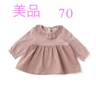 プティマイン(petit main)のプティマイン  衿フリルチュニック　美品　70(シャツ/カットソー)