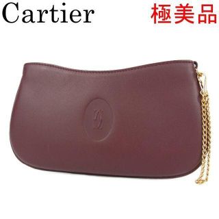 カルティエ(Cartier)のカルティエ 極美品 マストライン 2C ダブルC レザー ポーチ 小物入れ(ポーチ)