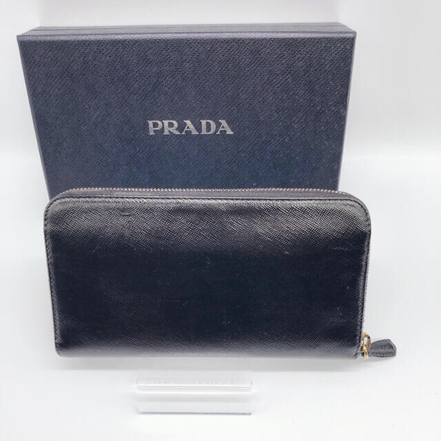 PRADA(プラダ)のPRADA プラダ ラウンドファスナー 長財布 ブラック×ホワイト レディースのファッション小物(財布)の商品写真