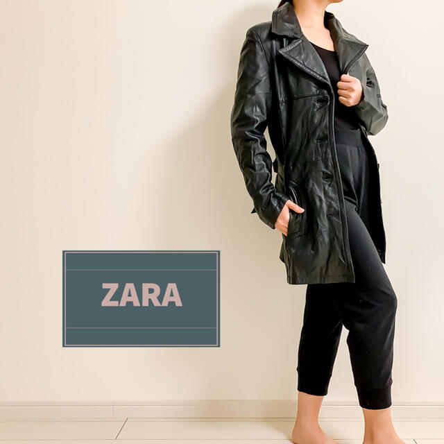 ZARA(ザラ)のZARA Leather Jacket レディースのジャケット/アウター(ロングコート)の商品写真