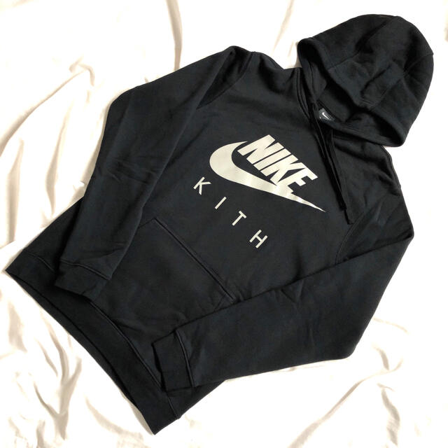 ローして 希少 KITH×NIKE パーカー キス ナイキ デカロゴ ビッグロゴ 黒 カラー