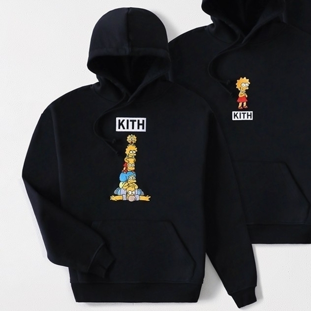 KITH X SIMPSONS  Family Stack Hoodie 黒　Mキス