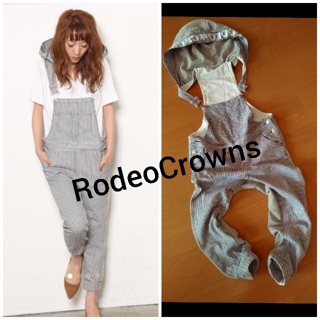 RODEO CROWNS(ロデオクラウンズ)のRodeoCrowns★ヒッコリー×スウェットサロペット レディースのパンツ(サロペット/オーバーオール)の商品写真