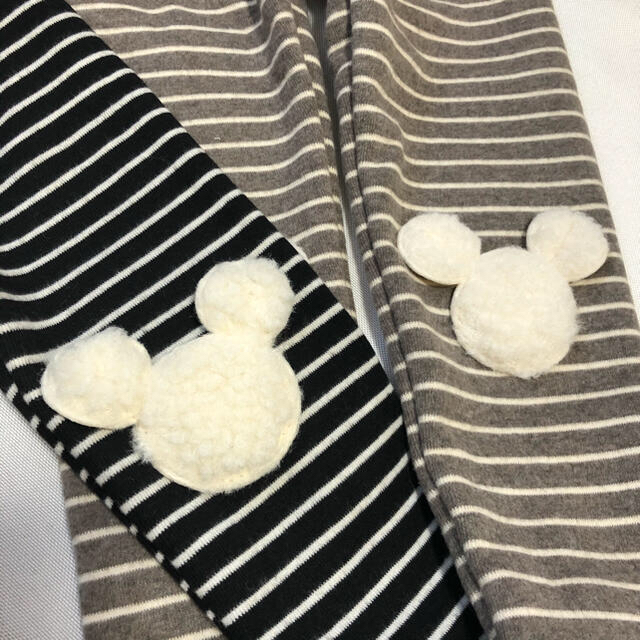 2枚100くまさんボア付きボーダー裏起毛レギンスパンツ キッズ/ベビー/マタニティのキッズ服女の子用(90cm~)(パンツ/スパッツ)の商品写真