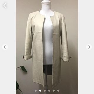 マックスマーラ(Max Mara)のイタリア製 レザー コート アルパカ革(ノーカラージャケット)