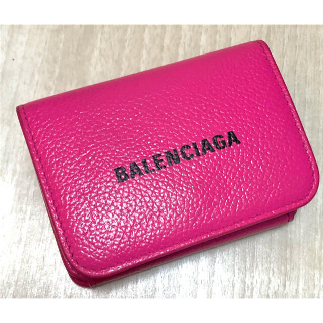 Balenciaga　ペーパーミニウォレット フューシャ　ピンク カーフ