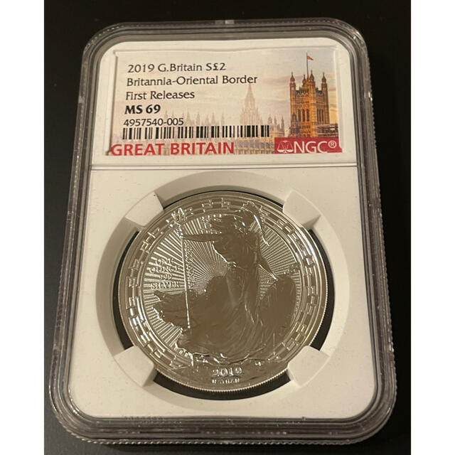 格安 【準最高鑑定】イギリス ブリタニアコイン 2ポンド 銀貨 純銀 NGC