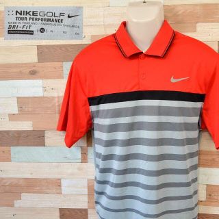 ナイキ(NIKE)の【NIKE GOLF】 美品 ナイキゴルフ レッド/グレー 半袖ポロシャツ XL(ウエア)