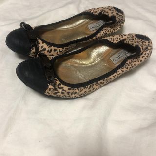 ジミーチュウ JIMMY CHOO レオパードフラットシューズ ブラウン 22㎝