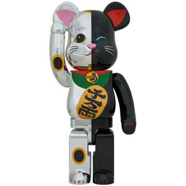 BE@RBRICK 招き猫 銀×黒 1000％