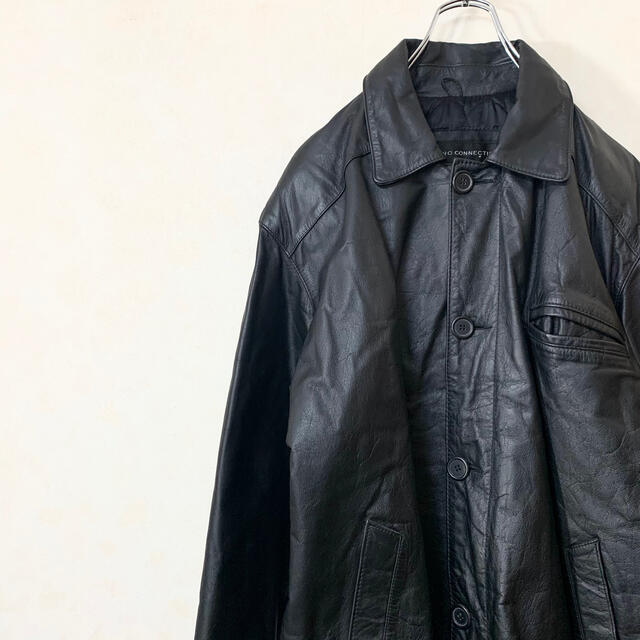 レザージャケット 80年代 90年代 古着 ヴィンテージ 牛皮革 メンズのジャケット/アウター(レザージャケット)の商品写真