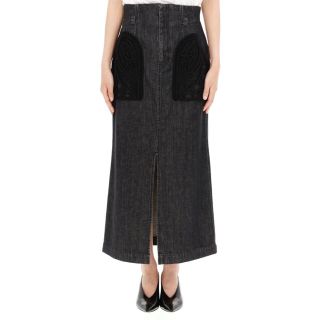 マメ(mame)のmame kurogouchi EMBROIDERED DENIM SKIRT(ロングスカート)