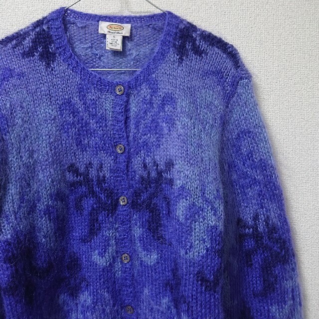 Santa Monica(サンタモニカ)の90s vintage mohair cardigan 総柄 L レディースのトップス(カーディガン)の商品写真