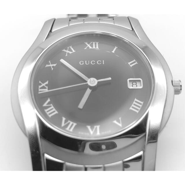 美品　GUCCI 腕時計　メンズ　5500M シルバー　文字盤　ブラック