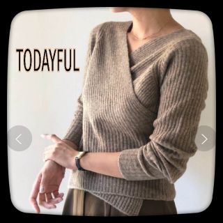 トゥデイフル(TODAYFUL)のトゥデイフル TODAYFUL　カシュクールヤックニット 前後2way /モカ(ニット/セーター)