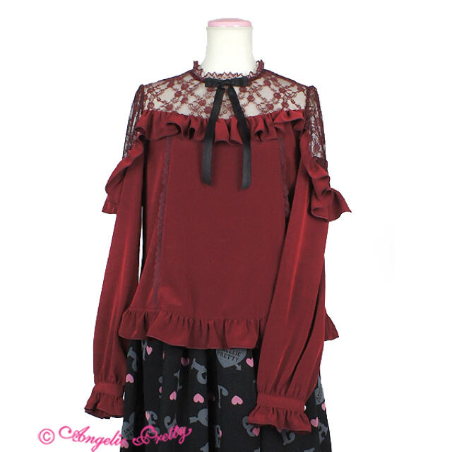 りします Angelic Pretty - Lacy Frill ブラウス/ワイン×黒の通販 by An.'s