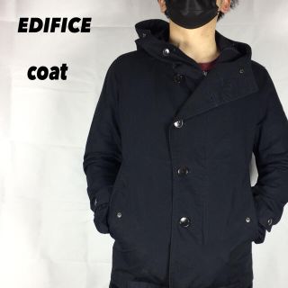 エディフィス(EDIFICE)の古着 EDIFICE エディフィス ピーコート M 黒(ピーコート)