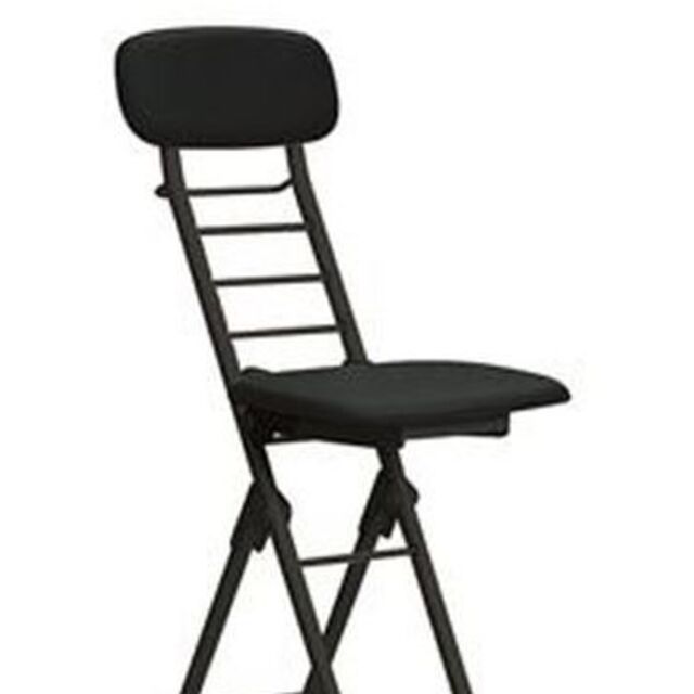 日本製 折りたたみ椅子 【1脚販売 ブラック×ブラック】幅35cm 高さ6段調節